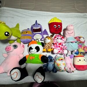 Squishmallows Multicolor Plush Lot - Pink, Purple, Green, Yellow, Red, Blue